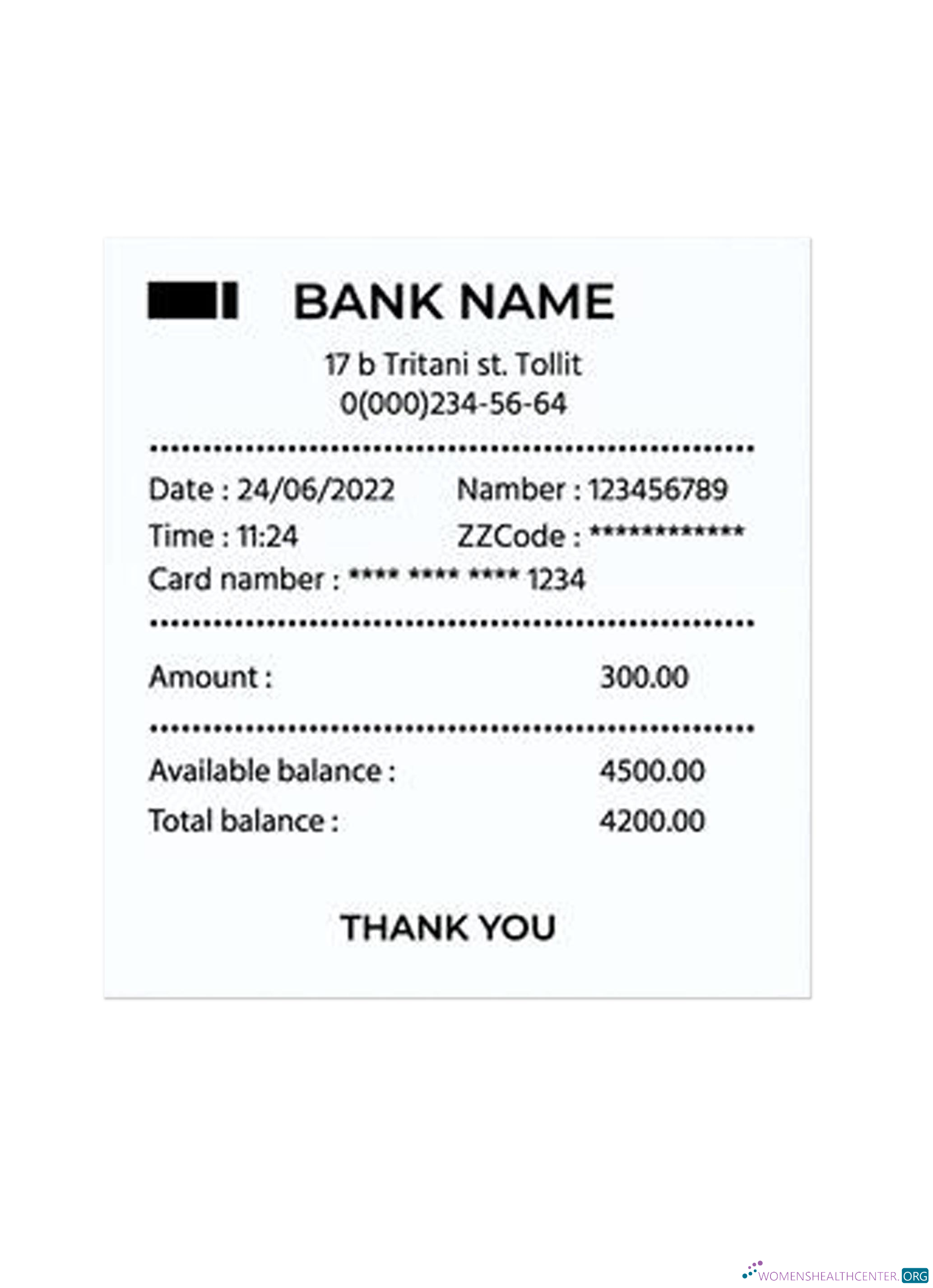 Download BANK payment receipt Photoshop template